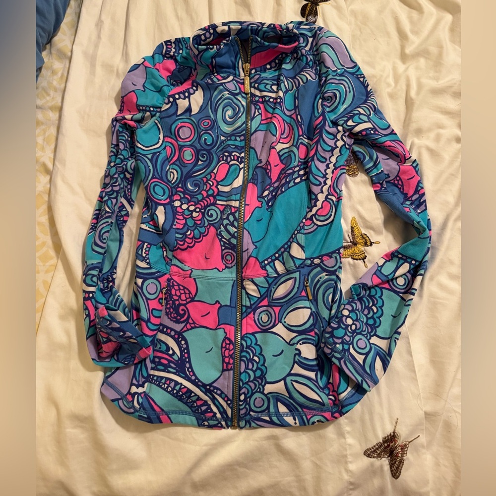 Lilly Pulitzer Pink and Blue Patterned Jacket - XS